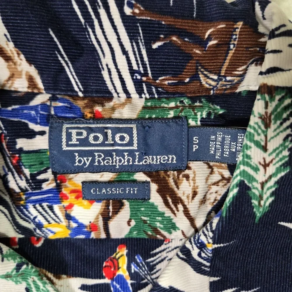 Polo Ralph Lauren Mens Small Corduroy 1967‎ Ski Christmas Shirt Hi Tech Snow S